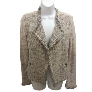 NIC + ZOE GRAY TWEED STYLE JACKET • FRAYED EDGES • Sz S